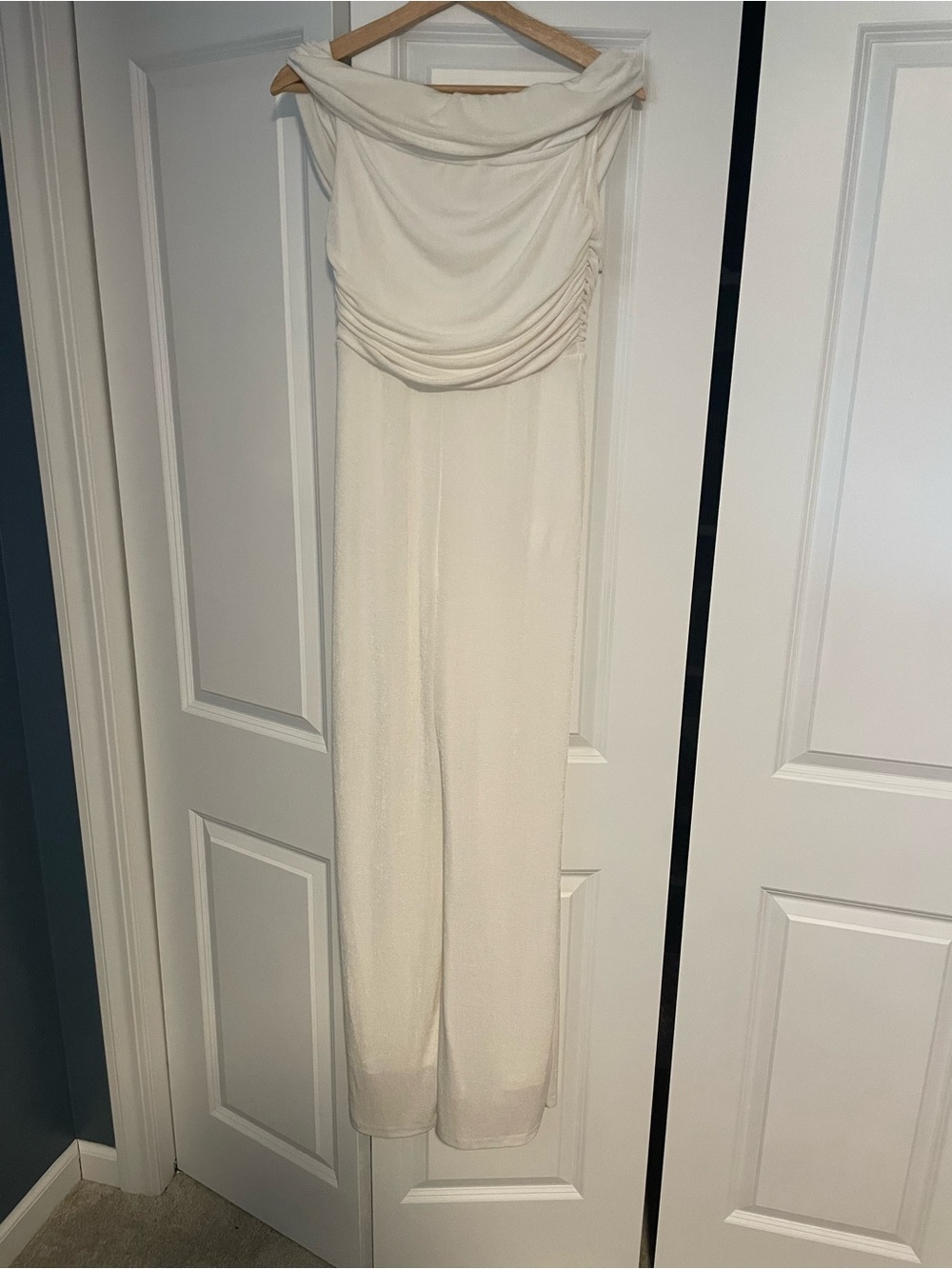 MISHA women’s off the shoulder Ivory jumpsuit size M